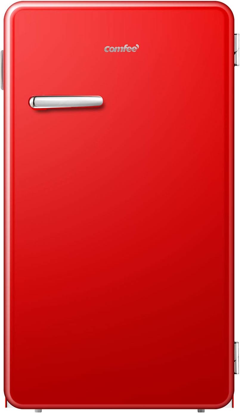 Comfort kitchen 3.3 Cubic Feet Solo Series Retro Refrigerator Sleek Appearance HIPS Interior, Energy Saving, Adjustable Legs, Temperature Thermostat Dial, Removable Shelf, Perfect for Home/Dorm/Garage [Black]
