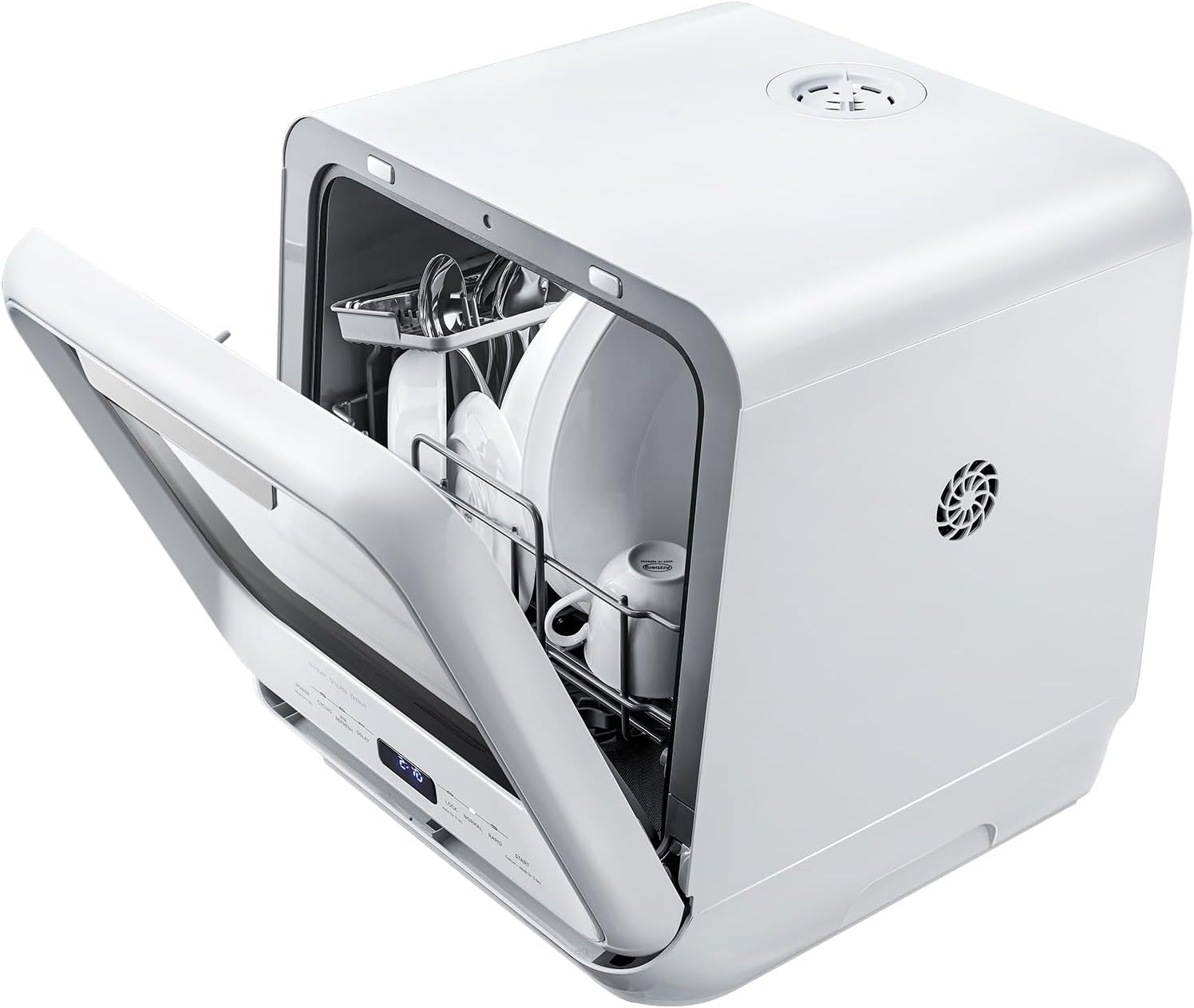 Comfort kitchen' Portable Mini Dishwasher Countertop with 5L Built-in Water Tank for Apartments& RVs, No Hookup Needed, 6 Programs, 360° Dual Spray, 162℉ High-Temp& Air-Dry Function