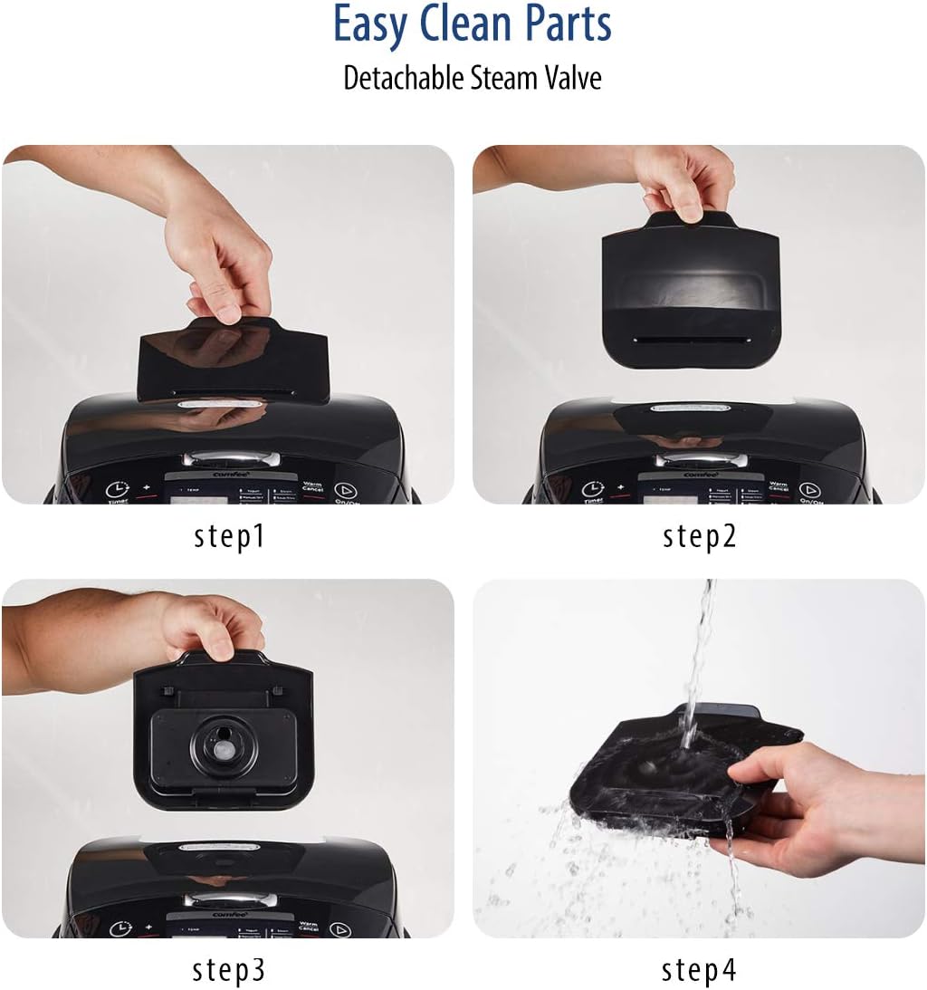 Comfort kitchen' Rice Cooker 12 Cups Cooked/6 Cups Uncooked, Portable Non-Stick Rice Maker, Japanese Rice Cooker with Fuzzy Logic Technology, 24-Hour Timer Delay, 11 Presets, Steamer, Fast Rice Cooker, Grain Cooker, Black