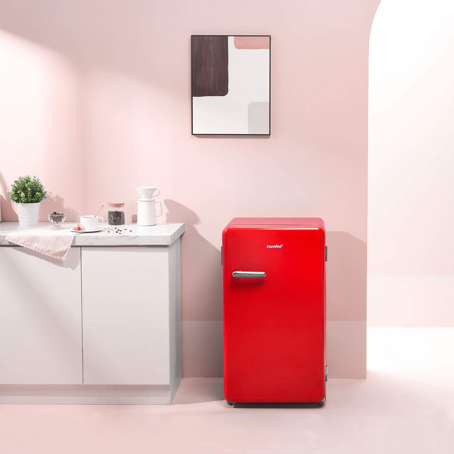 Comfort kitchen 3.3 Cubic Feet Solo Series Retro Refrigerator Sleek Appearance HIPS Interior, Energy Saving, Adjustable Legs, Temperature Thermostat Dial, Removable Shelf, Perfect for Home/Dorm/Garage [Black]