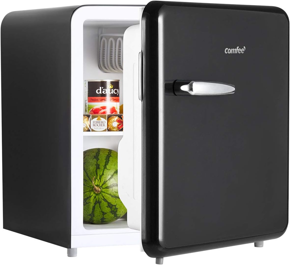Comfort kitchen 3.3 Cubic Feet Solo Series Retro Refrigerator Sleek Appearance HIPS Interior, Energy Saving, Adjustable Legs, Temperature Thermostat Dial, Removable Shelf, Perfect for Home/Dorm/Garage [Black]