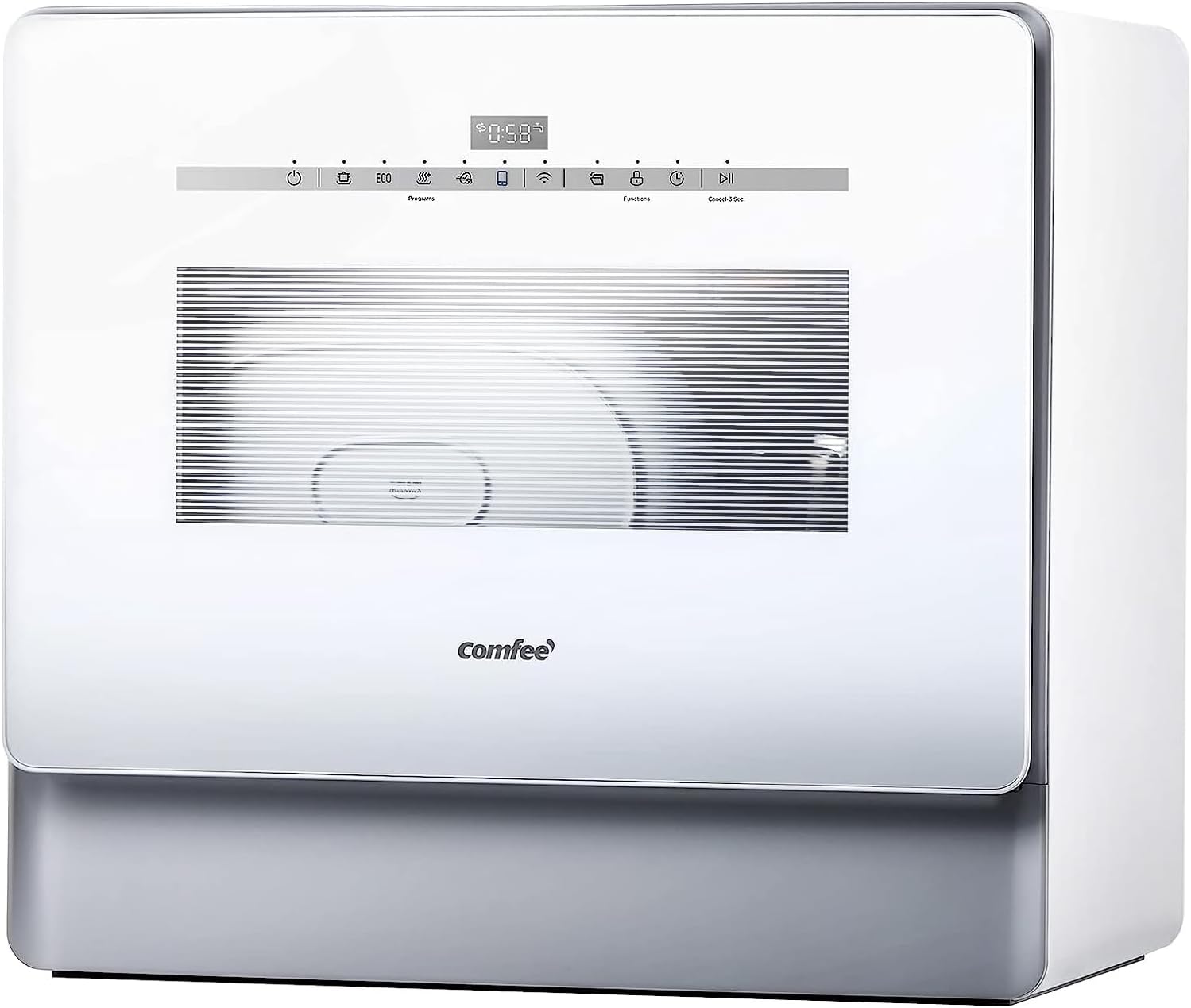 Comfort kitchen' Portable Mini Dishwasher Countertop with 5L Built-in Water Tank for Apartments& RVs, No Hookup Needed, 6 Programs, 360° Dual Spray, 162℉ High-Temp& Air-Dry Function