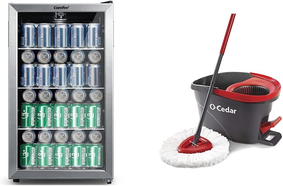 Comfort kitchen' CRV115TAST Cooler, 115 Cans Beverage Refrigerator, Adjustable Thermostat, Glass Door With Stainless Steel Frame, Reversible Hinge Door And Legs For Home, Apartment