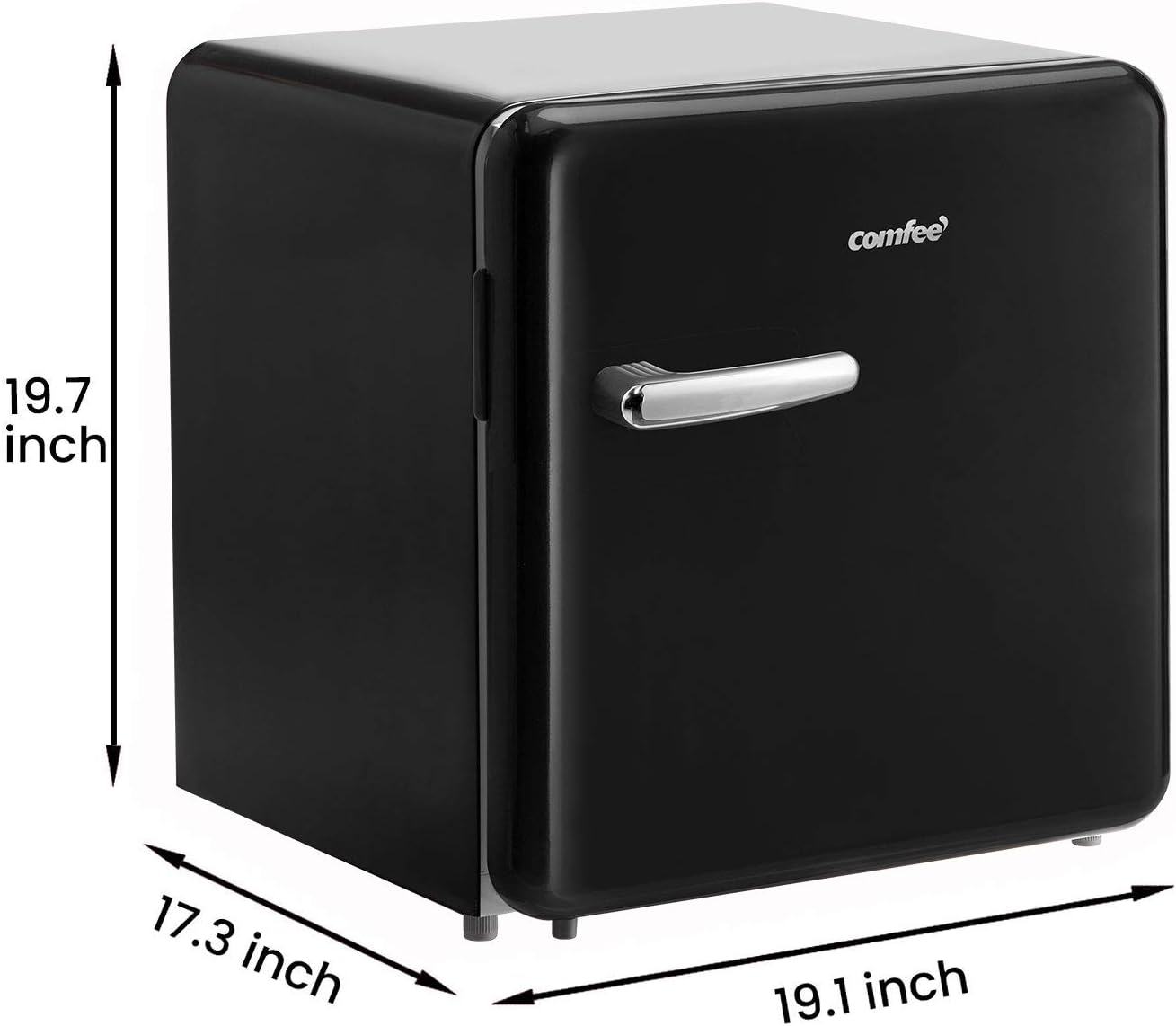 Comfort kitchen 3.3 Cubic Feet Solo Series Retro Refrigerator Sleek Appearance HIPS Interior, Energy Saving, Adjustable Legs, Temperature Thermostat Dial, Removable Shelf, Perfect for Home/Dorm/Garage [Black]