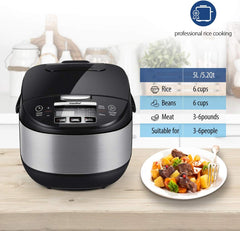 Comfort kitchen' Rice Cooker 12 Cups Cooked/6 Cups Uncooked, Portable Non-Stick Rice Maker, Japanese Rice Cooker with Fuzzy Logic Technology, 24-Hour Timer Delay, 11 Presets, Steamer, Fast Rice Cooker, Grain Cooker, Black