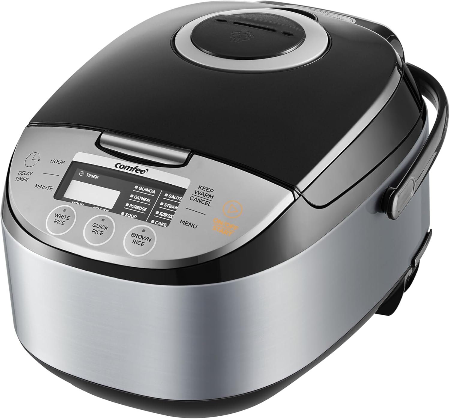 Comfort kitchen' Rice Cooker 12 Cups Cooked/6 Cups Uncooked, Portable Non-Stick Rice Maker, Japanese Rice Cooker with Fuzzy Logic Technology, 24-Hour Timer Delay, 11 Presets, Steamer, Fast Rice Cooker, Grain Cooker, Black