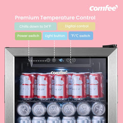 Comfort kitchen' CRV48S3AST Beverage Cooler, 48 Cans Beverage Refrigerator, Digital Temperature Control, Glass Door With Stainless Steel Frame, Reversible Hinge Door And Legs For Home, Apartment,Dorm, Office