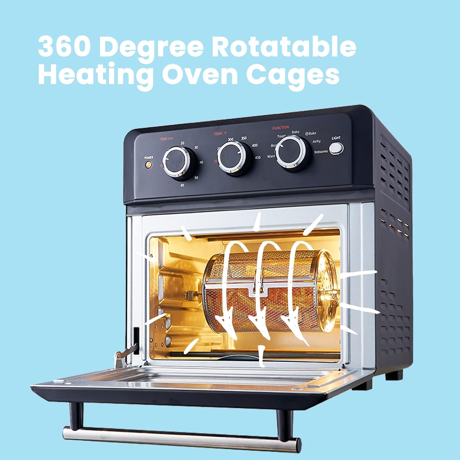 Comfort kitchen' Toaster Oven Countertop, Small Toaster Ovens Combo 4 slice, Mini Oven for 9" Pizza, Compact Oven 2 Racks for Toast, Bake, Broil, 950W, Black, CTO-E101A(BK)