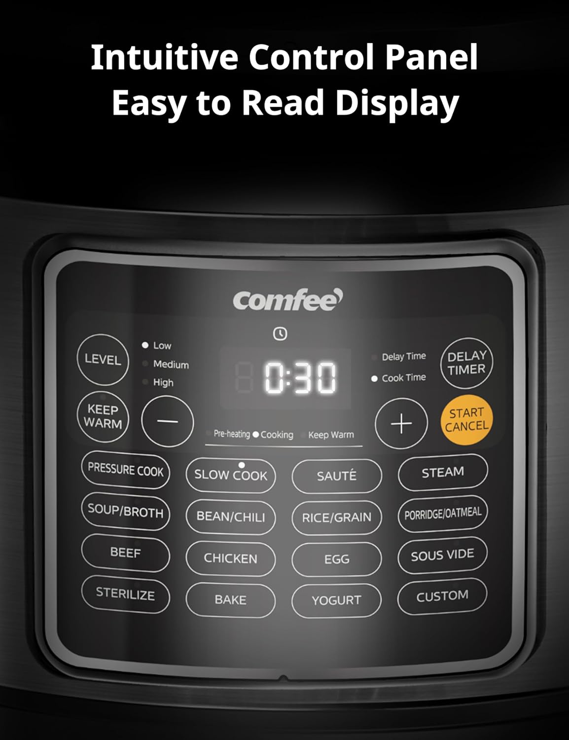 Comfort kitchen’ Pressure Cooker 6 Quart with 13 Cooking Functions, Olla de Presion Non-Stick Pot Yogurt Maker Rice Cooker Slow Cooker Sauté Steamer, Healthy Ceramic Inner Pot