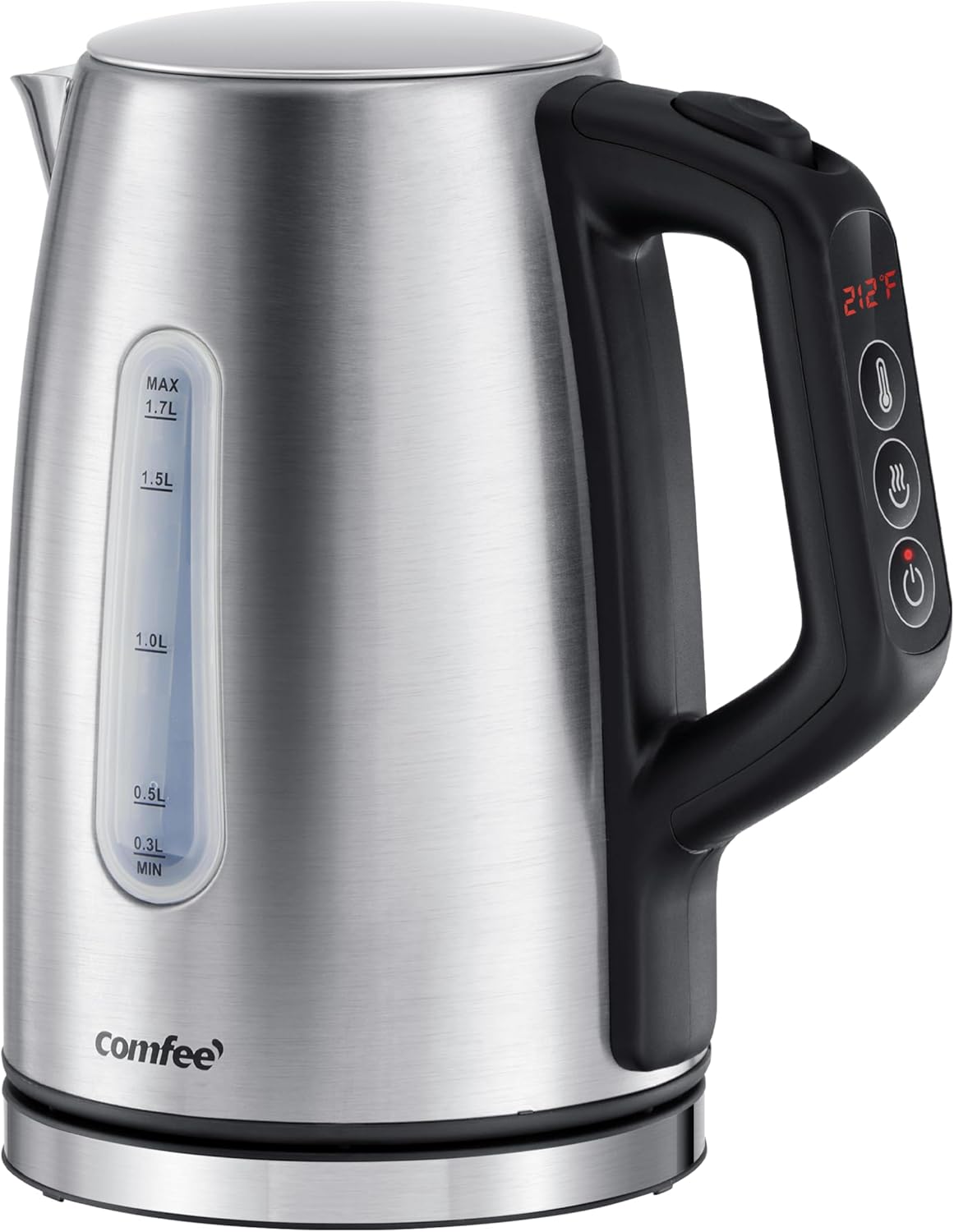 Comfort kitchen' 1.7L Double Wall Electric Tea Kettle and Kettle Water Boiler, 100% Stainless Steel Interior & Lid & Spout, Two-Level Wide Open Lid, 1500W Fast Boiling, Auto-Off and Boil-Dry Protection