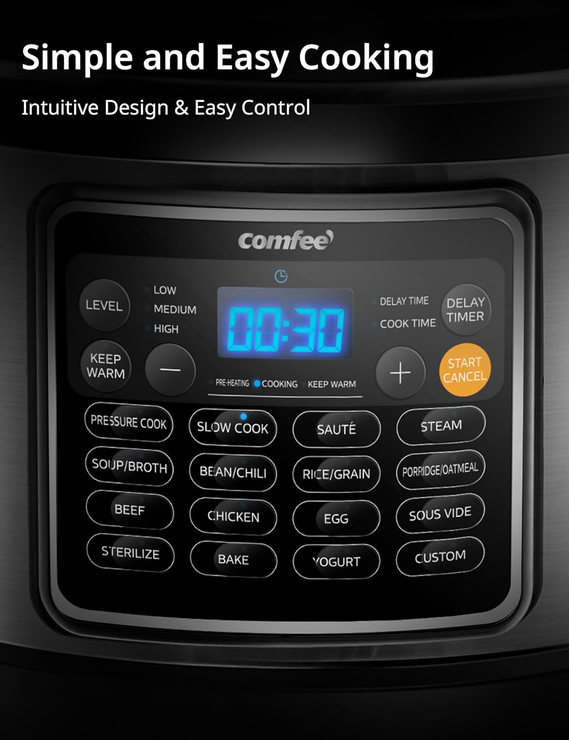 Comfort kitchen’ 16 in 1 Electric Pressure Cooker Instant Multi Cooker Olla de Presion Non-Stick Pot Yogurt Maker Rice Cooker Slow Cooker Sauté Steamer 8 Quarts for Family Feast