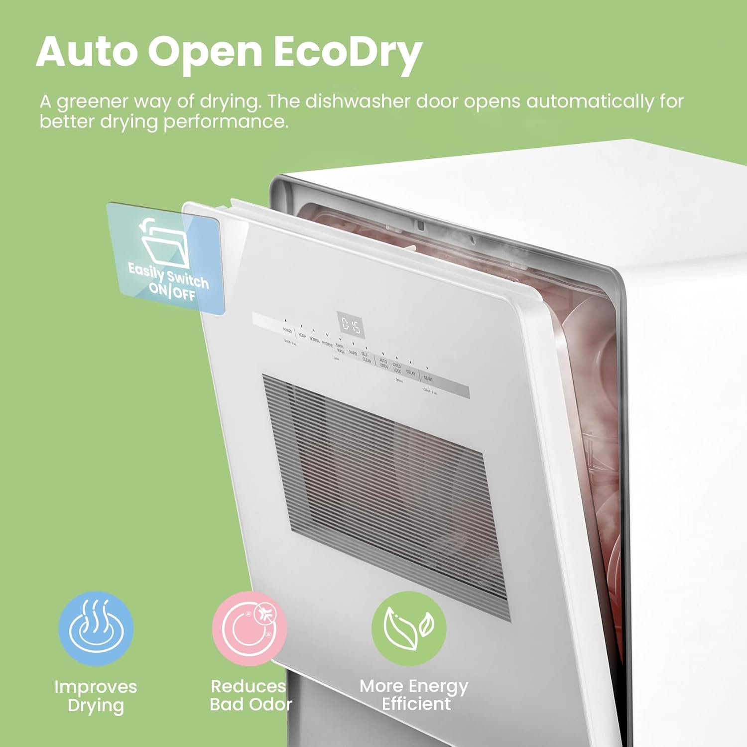 Comfort kitchen' Portable Mini Dishwasher Countertop with 5L Built-in Water Tank for Apartments& RVs, No Hookup Needed, 6 Programs, 360° Dual Spray, 162℉ High-Temp& Air-Dry Function