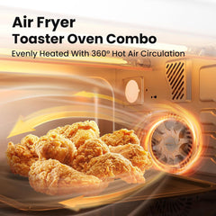 Comfort kitchen' Toaster Oven Air Fryer FLASHWAVE™ Ultra-Rapid Heat Technology, Convection Toaster Oven Countertop with Bake Broil Roast, 6 Slices Fits 12’’ Pizza 24QT, 4 Accessories 1750W Stainless Steel