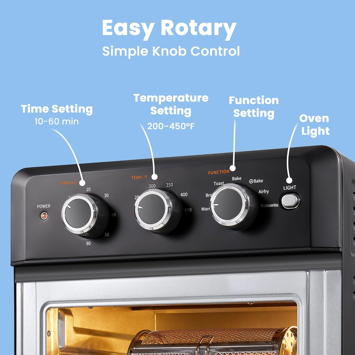 Comfort kitchen' Toaster Oven Countertop, Small Toaster Ovens Combo 4 slice, Mini Oven for 9" Pizza, Compact Oven 2 Racks for Toast, Bake, Broil, 950W, Black, CTO-E101A(BK)
