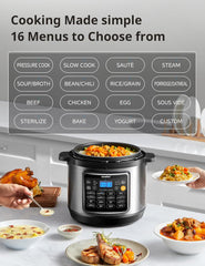 Comfort kitchen’ 16 in 1 Electric Pressure Cooker Instant Multi Cooker Olla de Presion Non-Stick Pot Yogurt Maker Rice Cooker Slow Cooker Sauté Steamer 8 Quarts for Family Feast