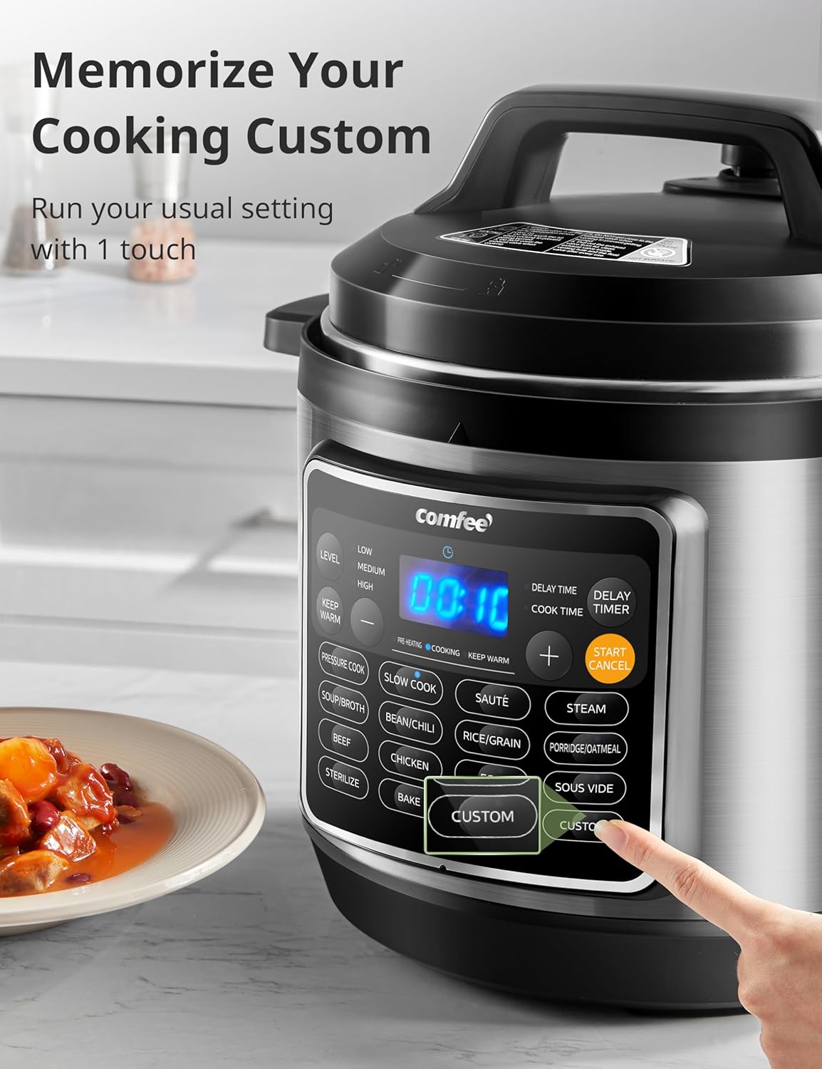 Comfort kitchen’ 16 in 1 Electric Pressure Cooker Instant Multi Cooker Olla de Presion Non-Stick Pot Yogurt Maker Rice Cooker Slow Cooker Sauté Steamer 8 Quarts for Family Feast