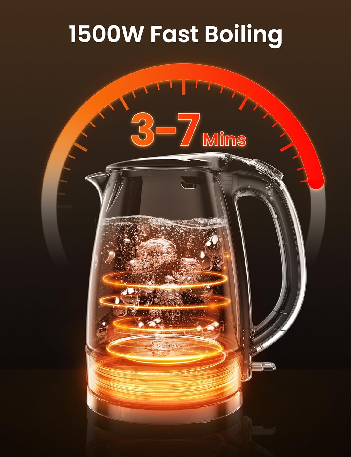 Comfort kitchen' 1.7L Double Wall Electric Tea Kettle and Kettle Water Boiler, 100% Stainless Steel Interior & Lid & Spout, Two-Level Wide Open Lid, 1500W Fast Boiling, Auto-Off and Boil-Dry Protection