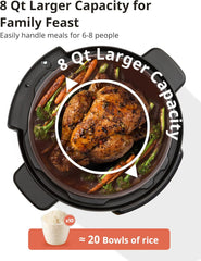 Comfort kitchen’ 16 in 1 Electric Pressure Cooker Instant Multi Cooker Olla de Presion Non-Stick Pot Yogurt Maker Rice Cooker Slow Cooker Sauté Steamer 8 Quarts for Family Feast