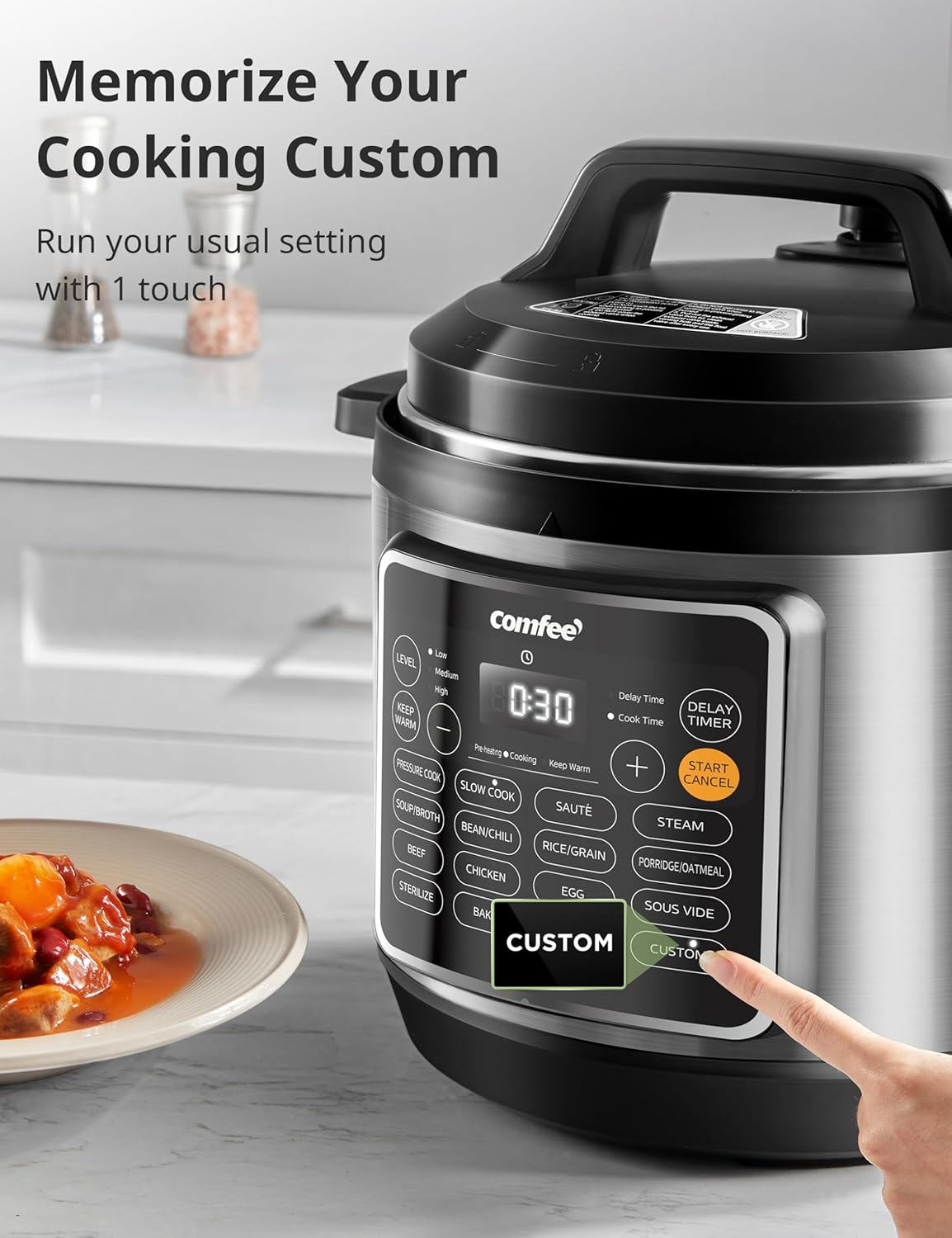 Comfort kitchen’ Pressure Cooker 6 Quart with 13 Cooking Functions, Olla de Presion Non-Stick Pot Yogurt Maker Rice Cooker Slow Cooker Sauté Steamer, Healthy Ceramic Inner Pot